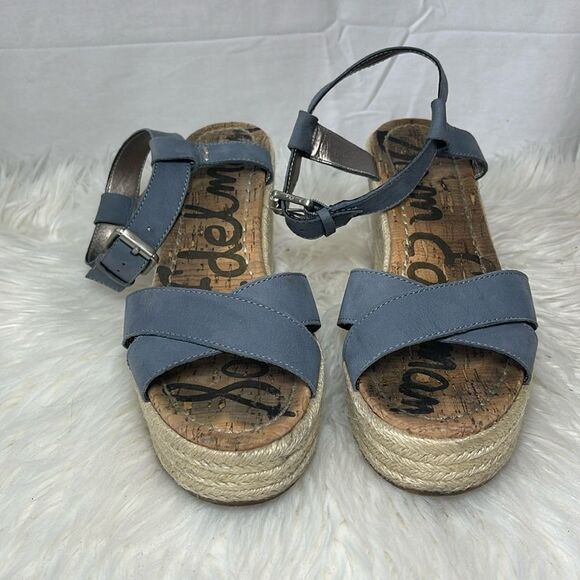 Sam Edelman Destin Stone Blue Platform Espadrilles Sz 7.5 Sam Edelman Destin Stone Blue Platform Espadrilles Sz‎ 7.5
